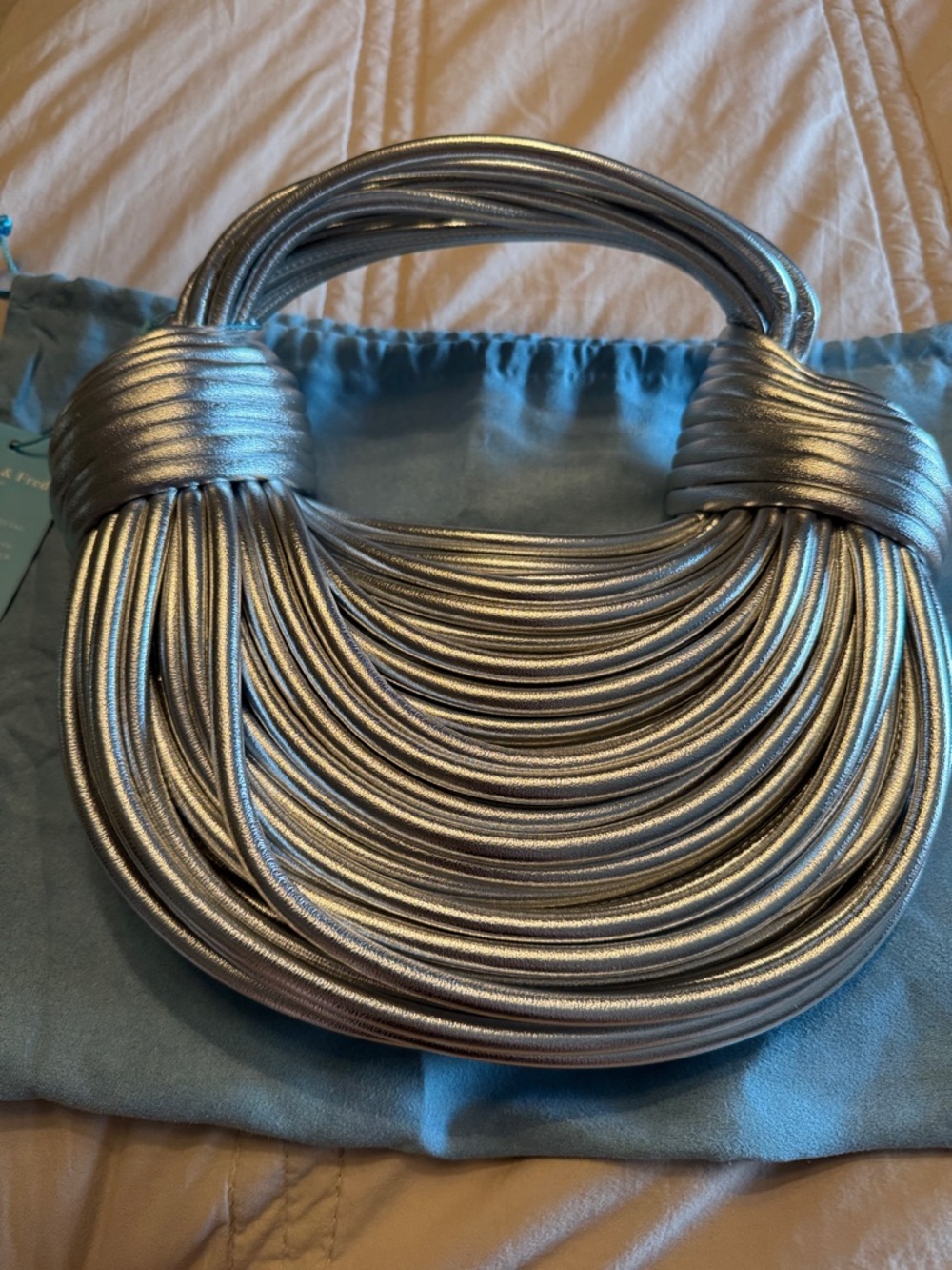 Metallic Silver Statement Shoulder Bag - Picture 2 of 4